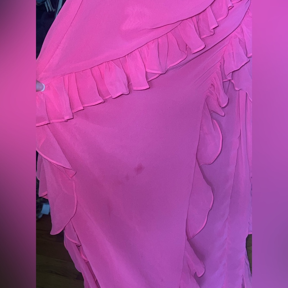 HOUSE OF CB 'Sarina' Fuchsia Ruffle Maxi Dress/Size S-US 4-6 - Picture 4 of 6